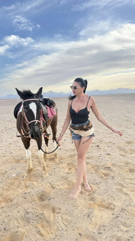 Rider enjoying desert horse riding tour in Hurghada